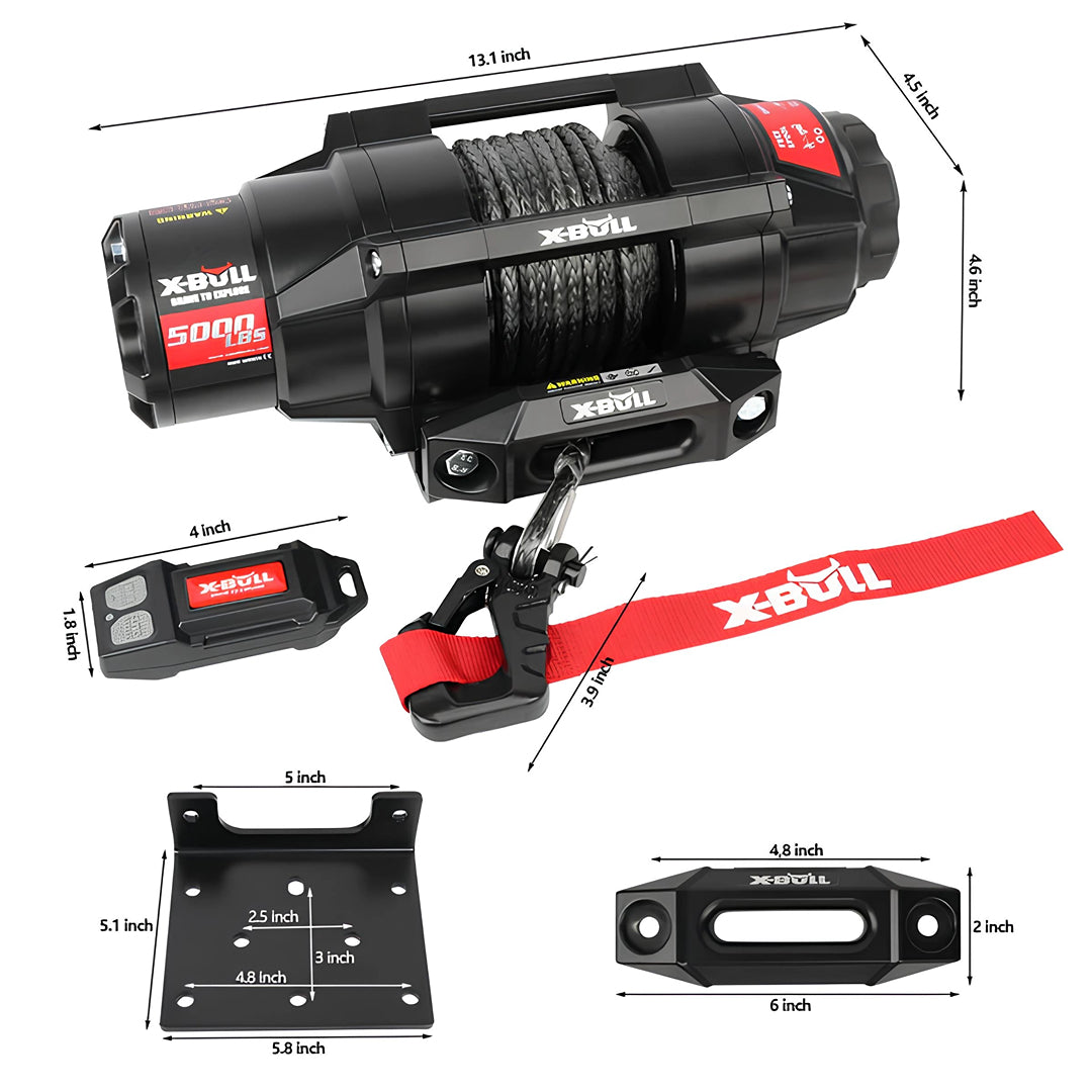 Cabrestante eléctrico X-BULL serie 2S de 12 V, 5000 lb, 15 m de cuerda sintética, para ATV, UTV, remolque de barco