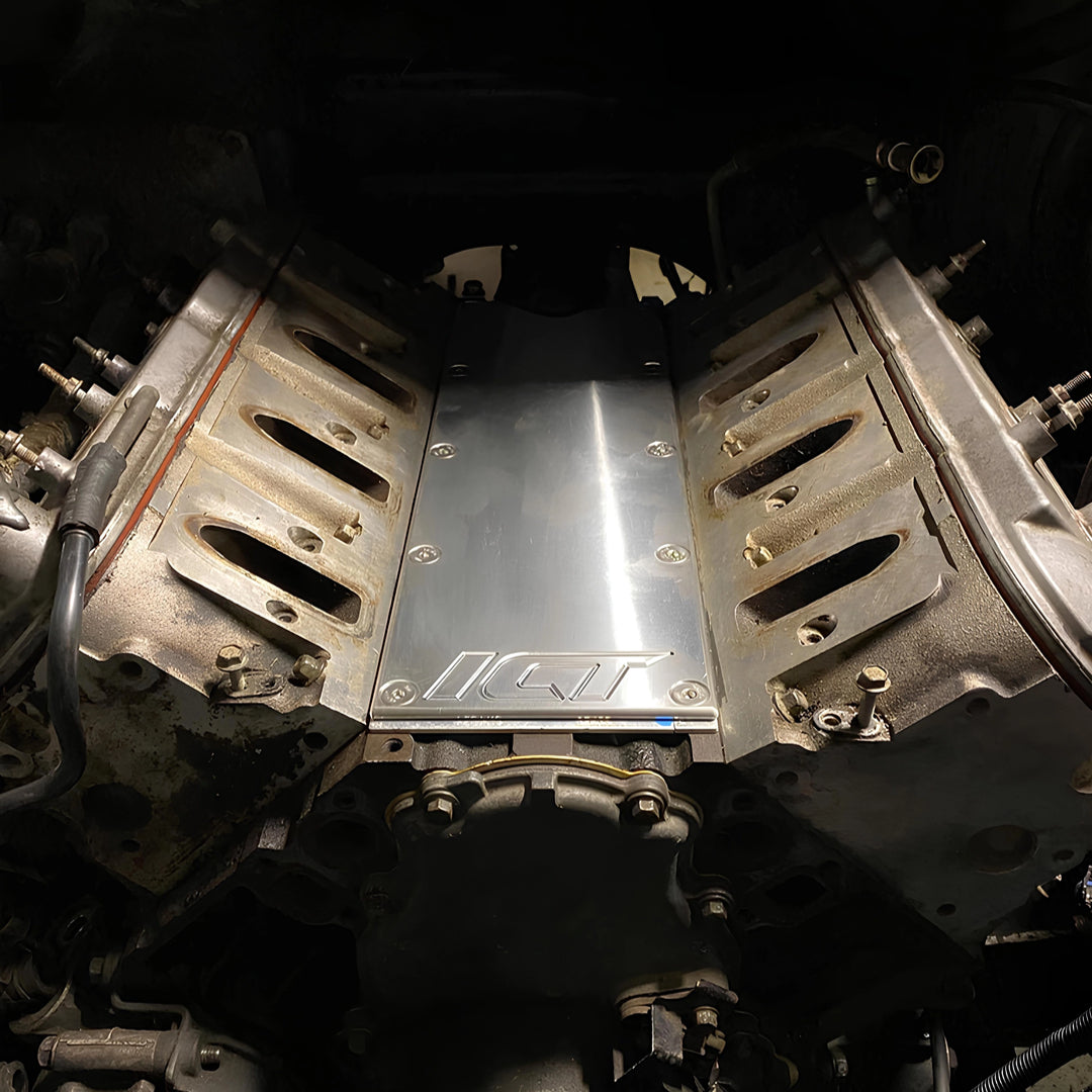 ict-billet Placa de cubierta de cárter de valle de palanquilla LS Gen 3 (eliminación del sensor de detonación) LS1