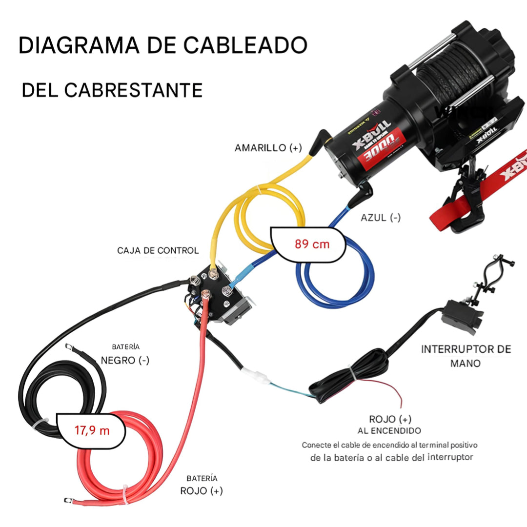 Cabrestante eléctrico X-BULL serie 2S de 12 V, 3000LBS 15M de cuerda sintética, para ATV, UTV, remolque de barco