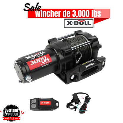 Cabrestante eléctrico X-BULL serie 2S de 12 V, 3000LBS 15M de cuerda sintética, para ATV, UTV, remolque de barco