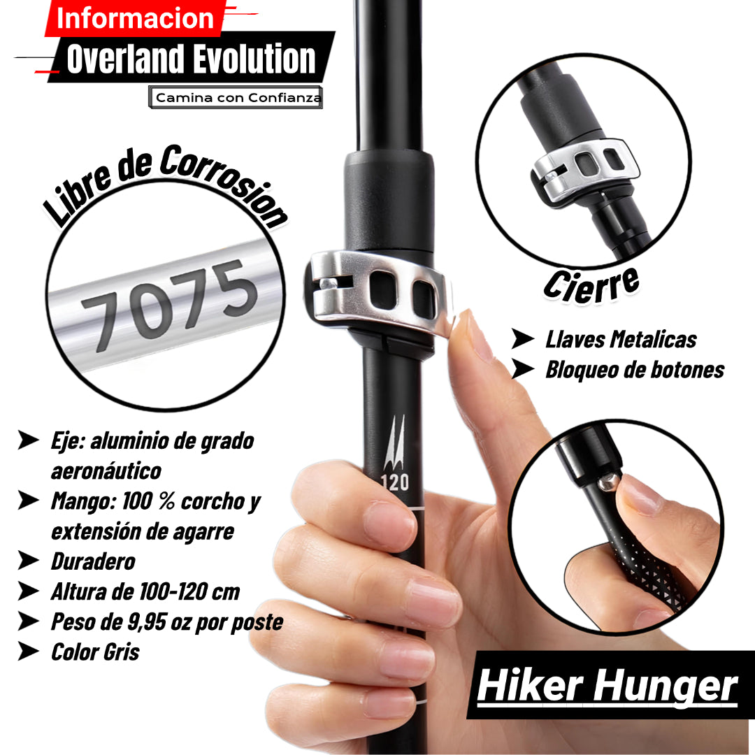 Bastones de senderismos Retractiles  de  Aluminio de Hiker Hunger Outfitters