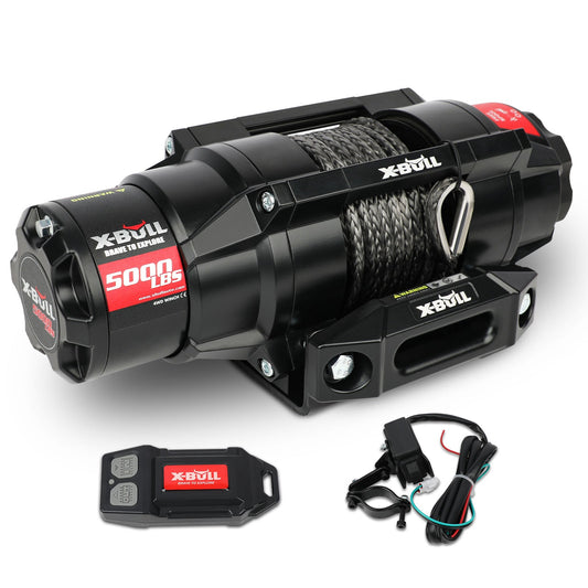 Cabrestante eléctrico X-BULL serie 2S de 12 V, 5000 lb, 15 m de cuerda sintética, para ATV, UTV, remolque de barco