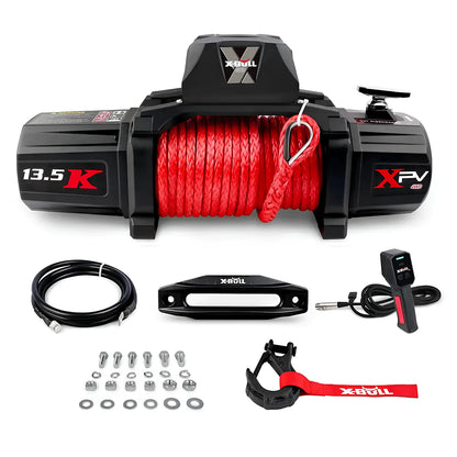 Cabrestante eléctrico X-BULL XPV 13500 lb, 12 V, cuerda sintética