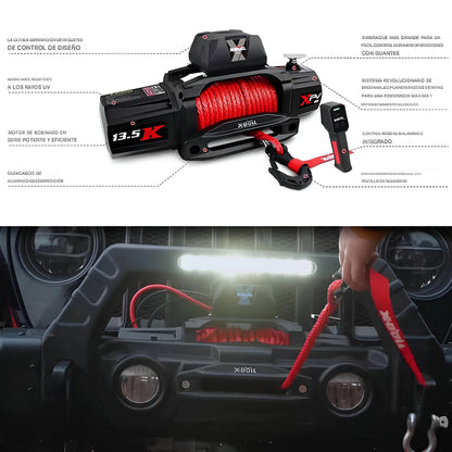 Cabrestante eléctrico X-BULL XPV 13500 lb, 12 V, cuerda sintética