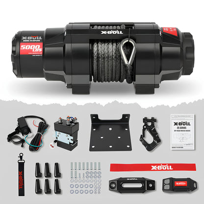 Cabrestante eléctrico X-BULL serie 2S de 12 V, 5000 lb, 15 m de cuerda sintética, para ATV, UTV, remolque de barco