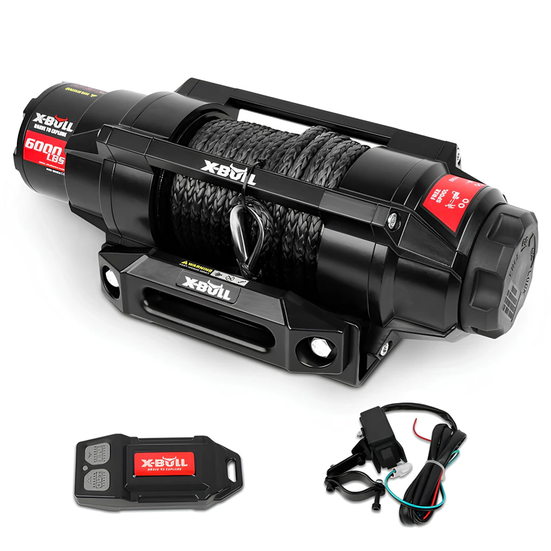 Cabrestante eléctrico X-BULL serie 2S de 12 V, 6000 lb, 15 m de cuerda sintética, para ATV, UTV, remolque de barco