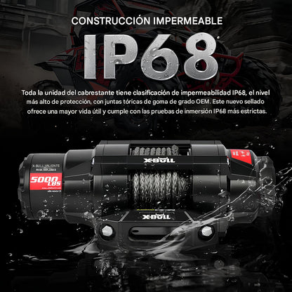 Cabrestante eléctrico X-BULL serie 2S de 12 V, 5000 lb, 15 m de cuerda sintética, para ATV, UTV, remolque de barco