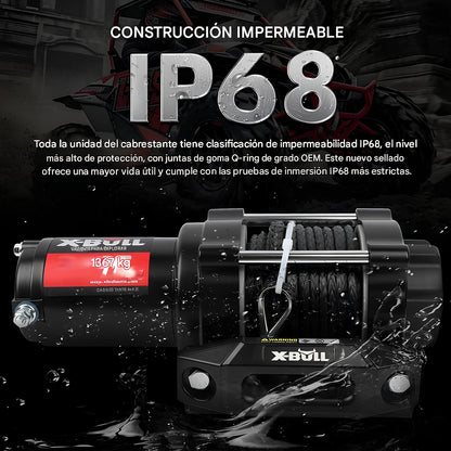 Cabrestante eléctrico X-BULL serie 2S de 12 V, 3000LBS 15M de cuerda sintética, para ATV, UTV, remolque de barco