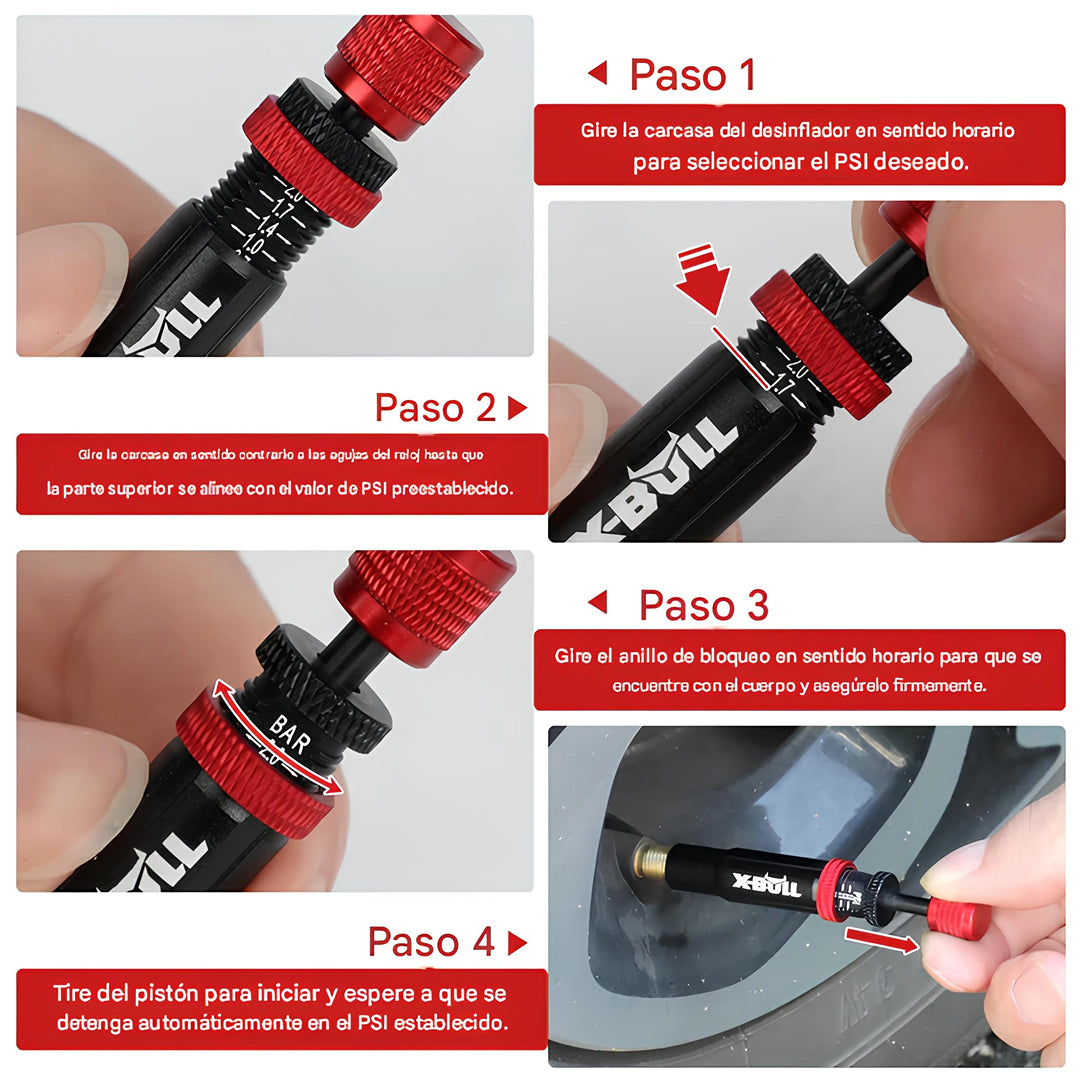 X-BULL Desinfladores de neumáticos válvula ajustable de 15 a 30 PSI (4 unidades)