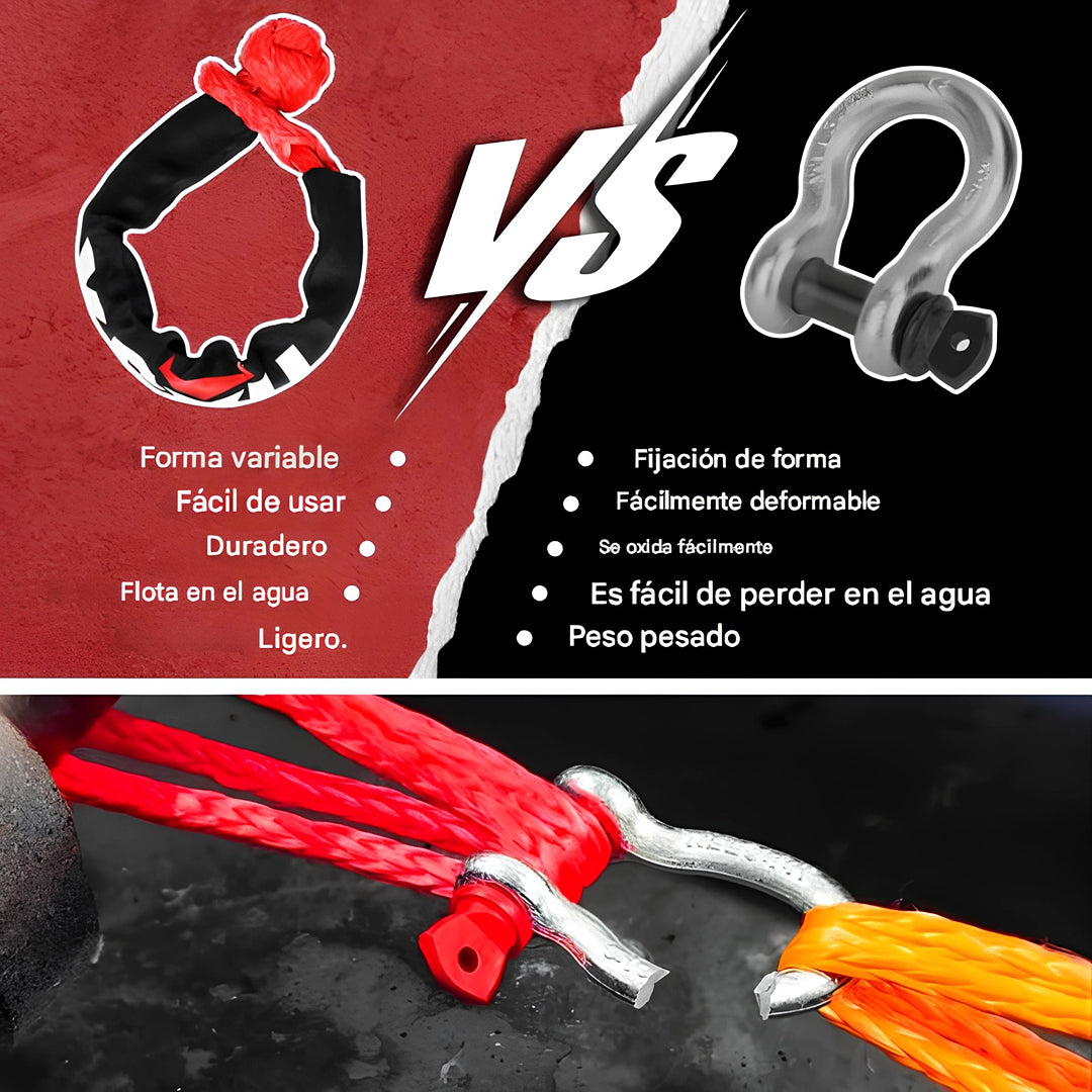 Grilletes sintéticos blandos X-BULL de 35 000 lb + Anillo de recuperación