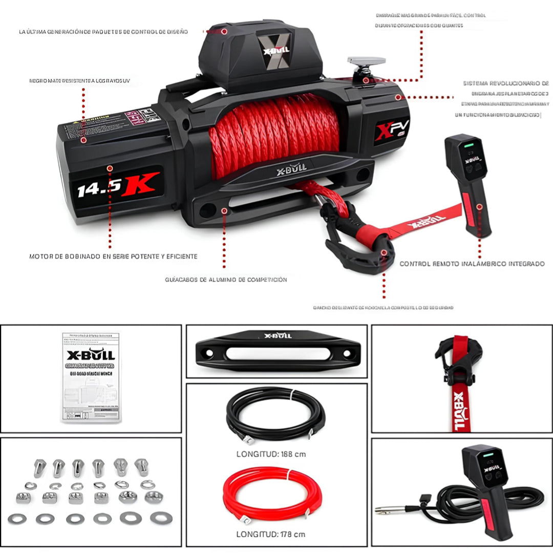 X-BULL Electric Winch XPV 14500 LBS 12V Synthetic Rope