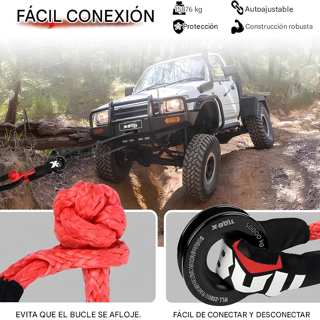Grilletes sintéticos blandos X-BULL de 35 000 lb + Anillo de recuperación
