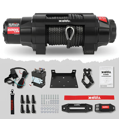 Cabrestante eléctrico X-BULL serie 2S de 12 V, 6000 lb, 15 m de cuerda sintética, para ATV, UTV, remolque de barco