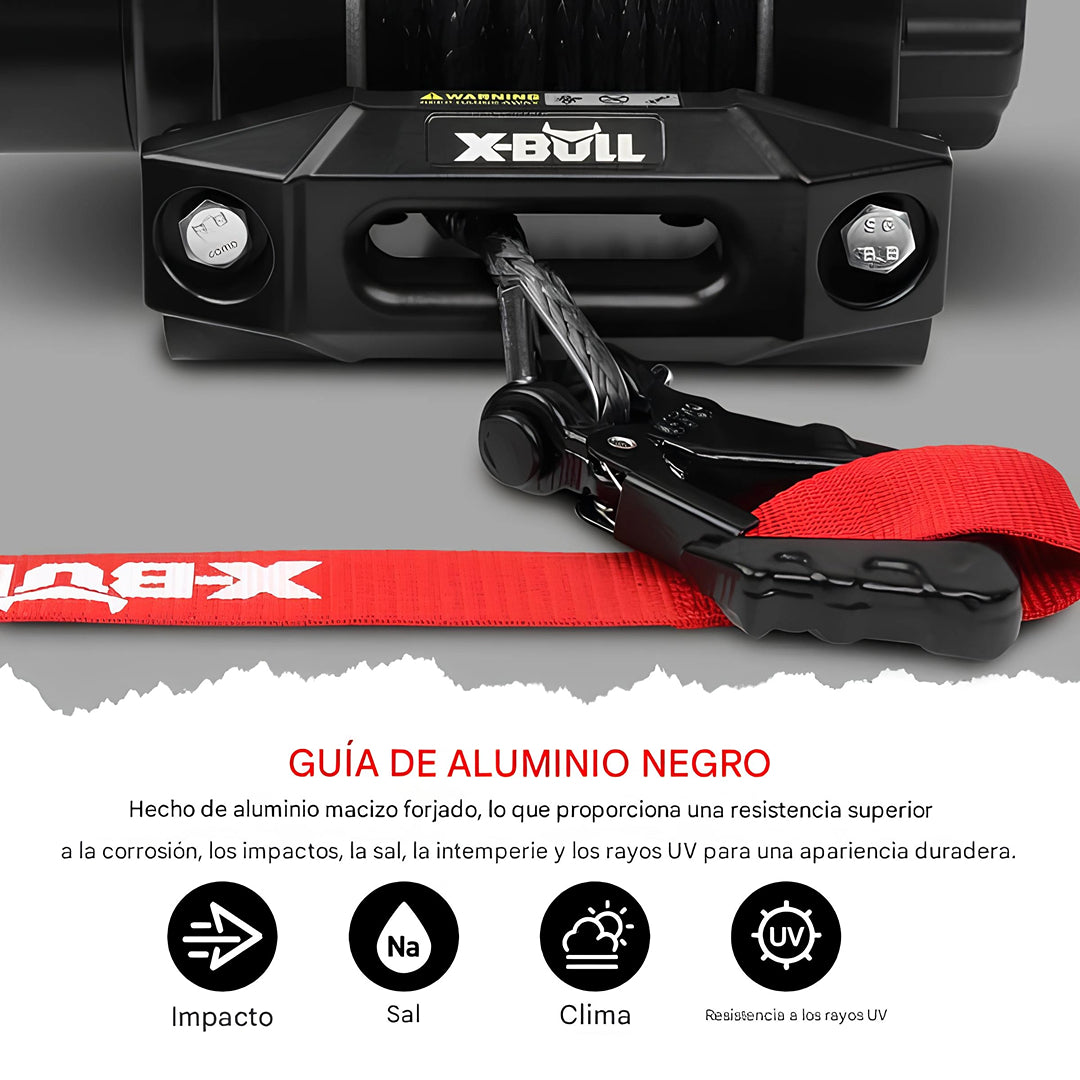 Cabrestante eléctrico X-BULL serie 2S de 12 V, 3000LBS 15M de cuerda sintética, para ATV, UTV, remolque de barco