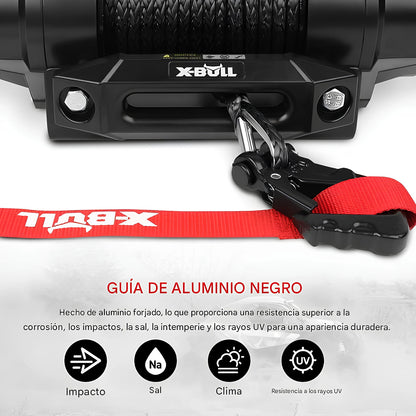 Cabrestante eléctrico X-BULL serie 2S de 12 V, 6000 lb, 15 m de cuerda sintética, para ATV, UTV, remolque de barco