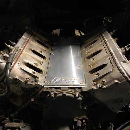 ict-billet Placa de cubierta de cárter de valle de palanquilla LS Gen 3 (eliminación del sensor de detonación) LS1