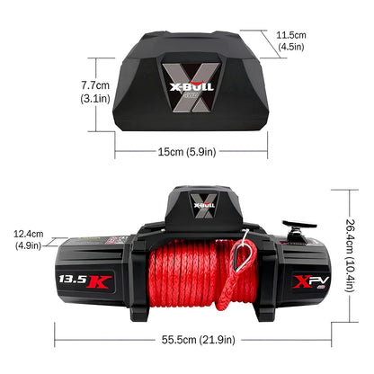 Cabrestante eléctrico X-BULL XPV 13500 lb, 12 V, cuerda sintética