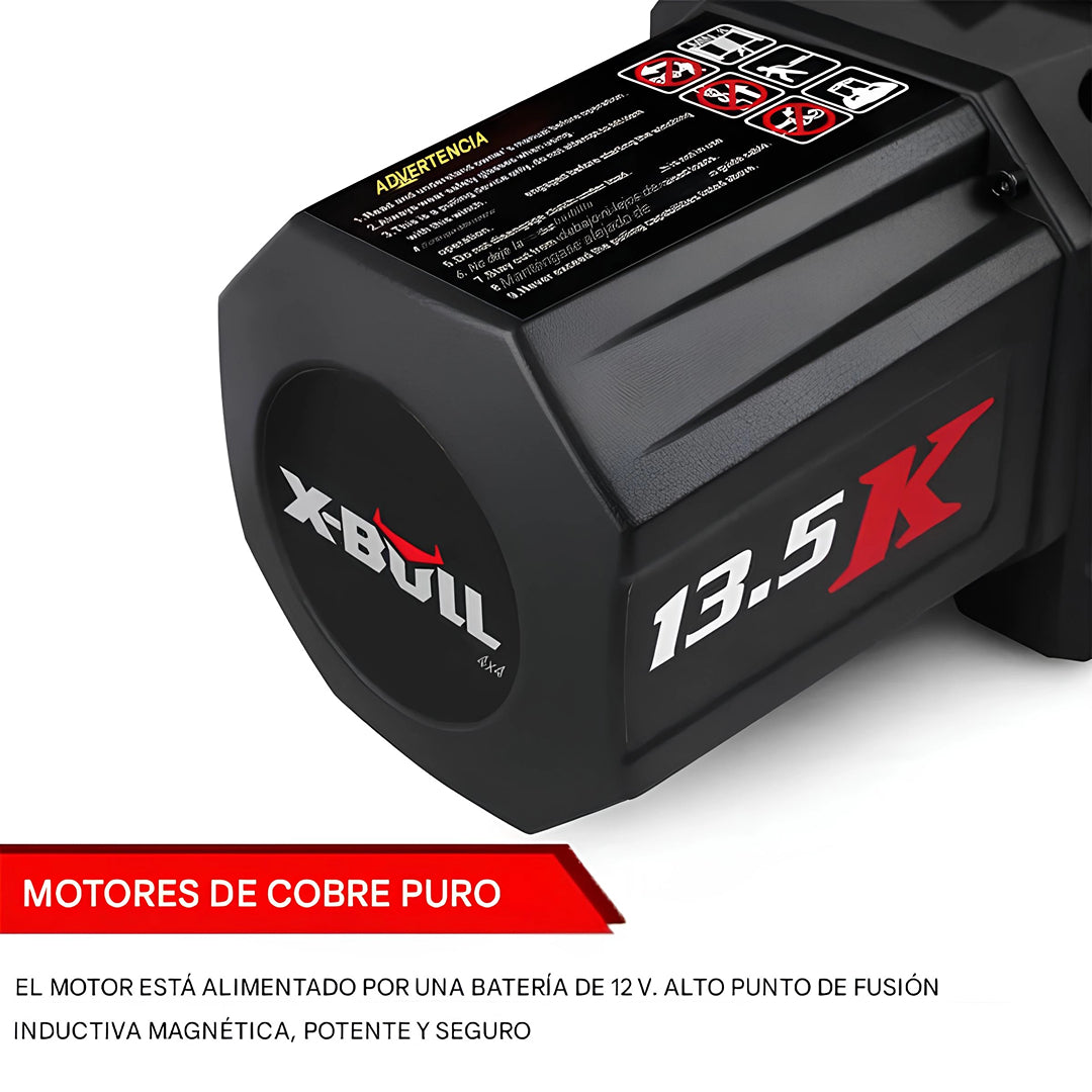 Cabrestante eléctrico X-BULL XPV 13500 lb, 12 V, cuerda sintética