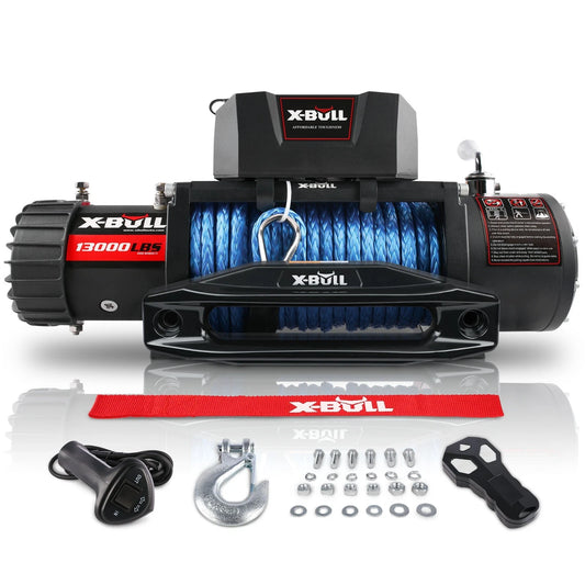 Cabrestante eléctrico X-BULL de 13000 libras, 12 V, cuerda sintética, para SUV, Jeep, camioneta 4x4, color azul