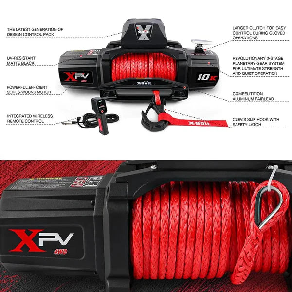 X-BULL Electric Winch XPV 10000 lbs 12 V cuerda sintética