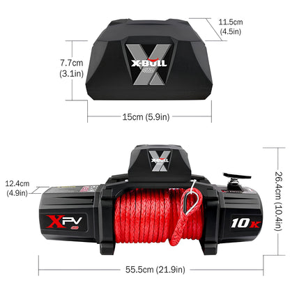 X-BULL Electric Winch XPV 10000 lbs 12 V cuerda sintética