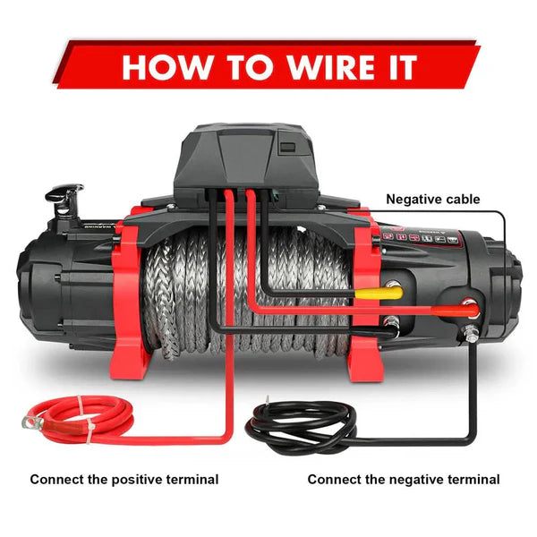 X-BULL Electric Winch XRS 13500 LBS 12V Cuerda  sintetica